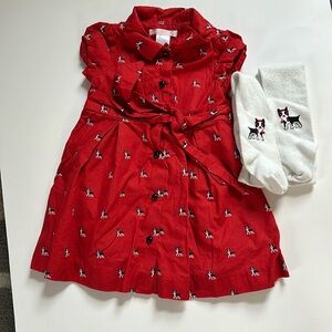 Janie and Jack Boston Terrier Dress and Matching Tightss